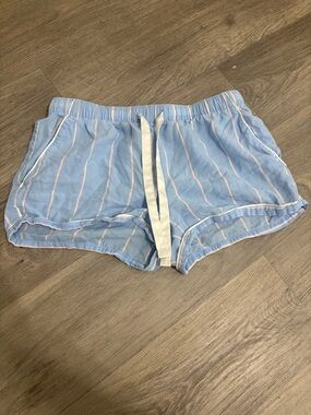 stars above Light Blue & White Striped Athletic Lounge Shorts